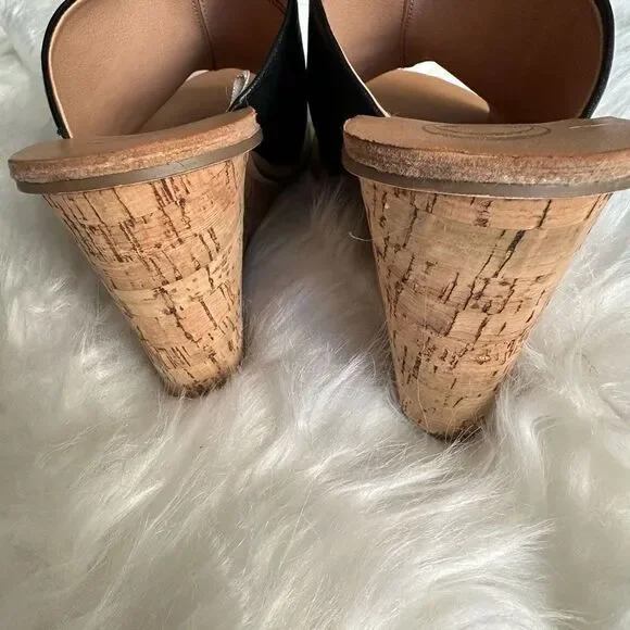 Charming Charlies black peep toe wedge cork heel - Picture 5 of 9